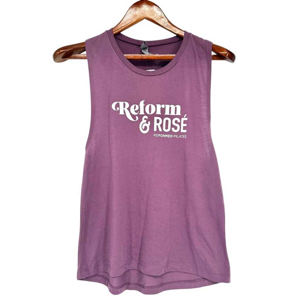 Next Level Reform & Rose‎ Muscle Tank Reformed Pilates Sz M Mauve Purple Tee NWT